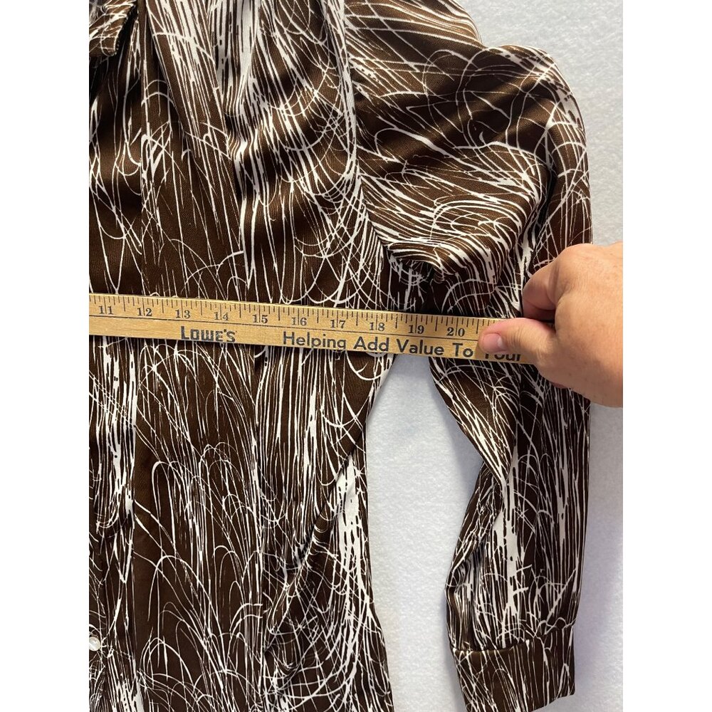Vintage Lee Mar Dacron Polyester Blouse Shirt Button Up Collar with Scarf Collar - Picture 8 of 13